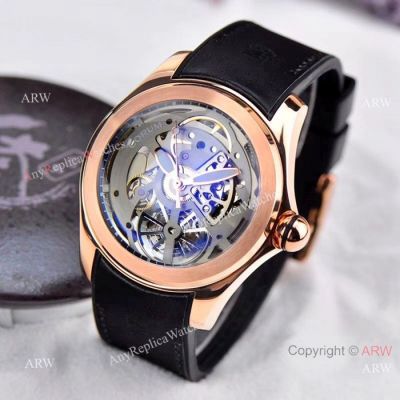 Corum Bubble Watch Replica - Rose Gold Skeleton Dial Men Watch
